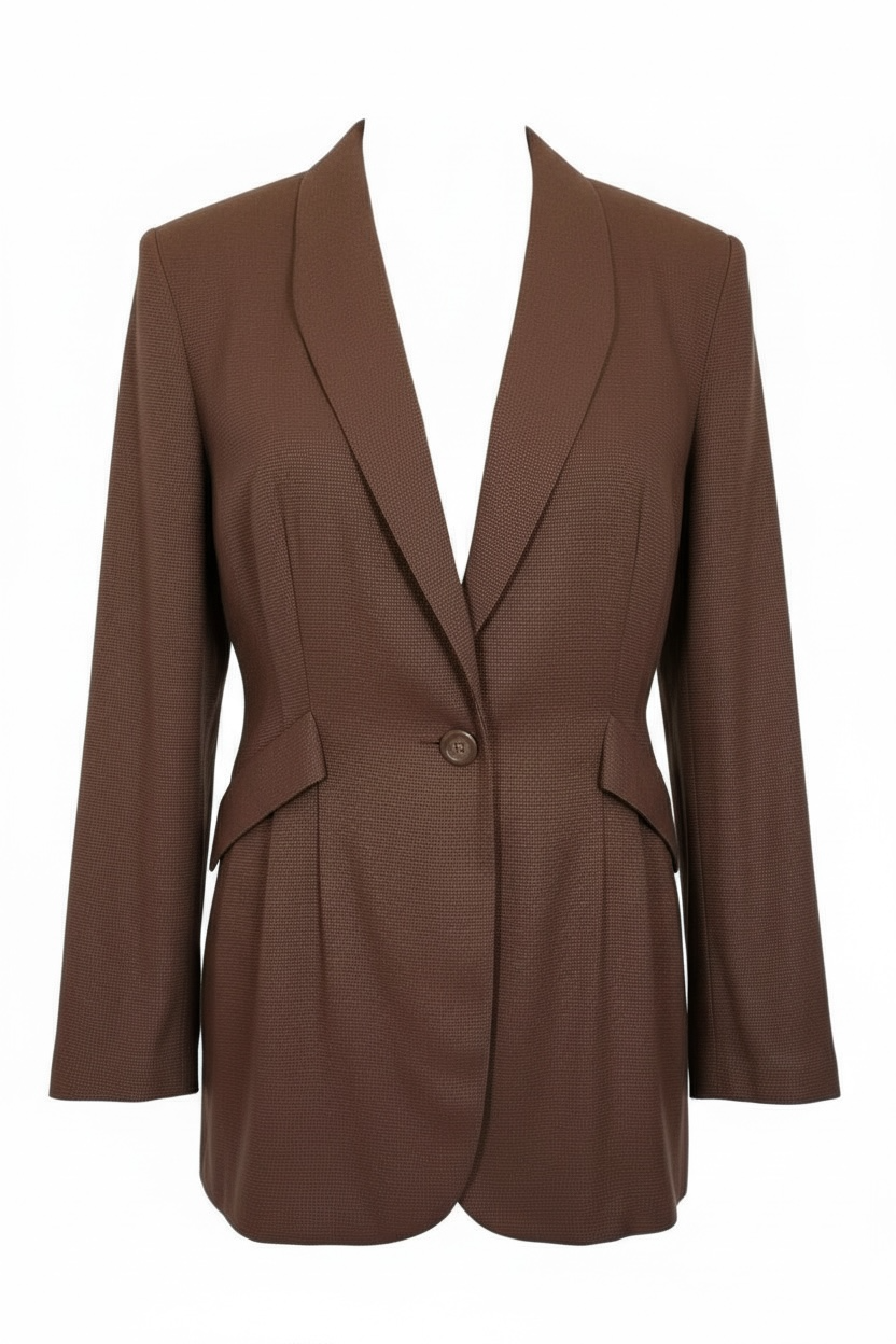 Vintage Metropolitan Petite’s One-Button Peak Lapel Tailored Blazer Brown Size 8